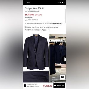 Men’s hickey freeman pinstripe suit coat
